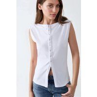 Ärmelloses Stricktop mit Druckknöpfen
