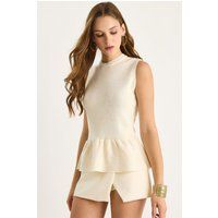 Ärmelloses Stricktop mit Schößchen