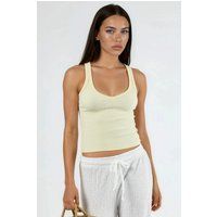 Geripptes Viskose-Tanktop mit V-Ausschnitt