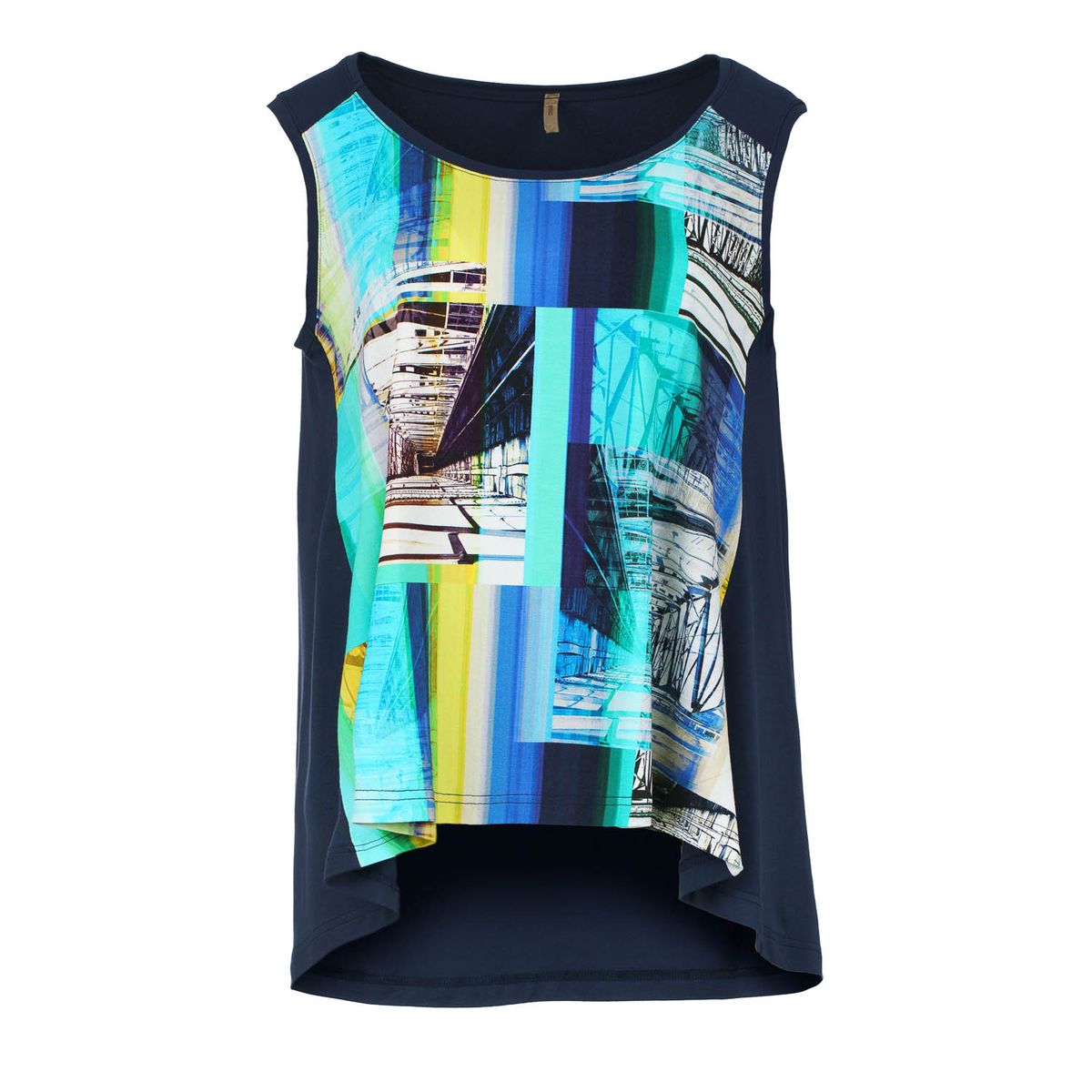 A-Linien-Jersey-Top mit abstraktem Druck