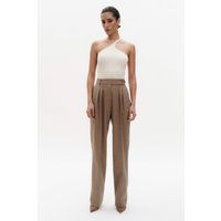 Hoch taillierte Wollhose mit geradem Bein