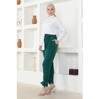 High-Waist Hose mit Bindemanschetten