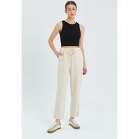 High-Waist Baumwollhose mit Kordelzug