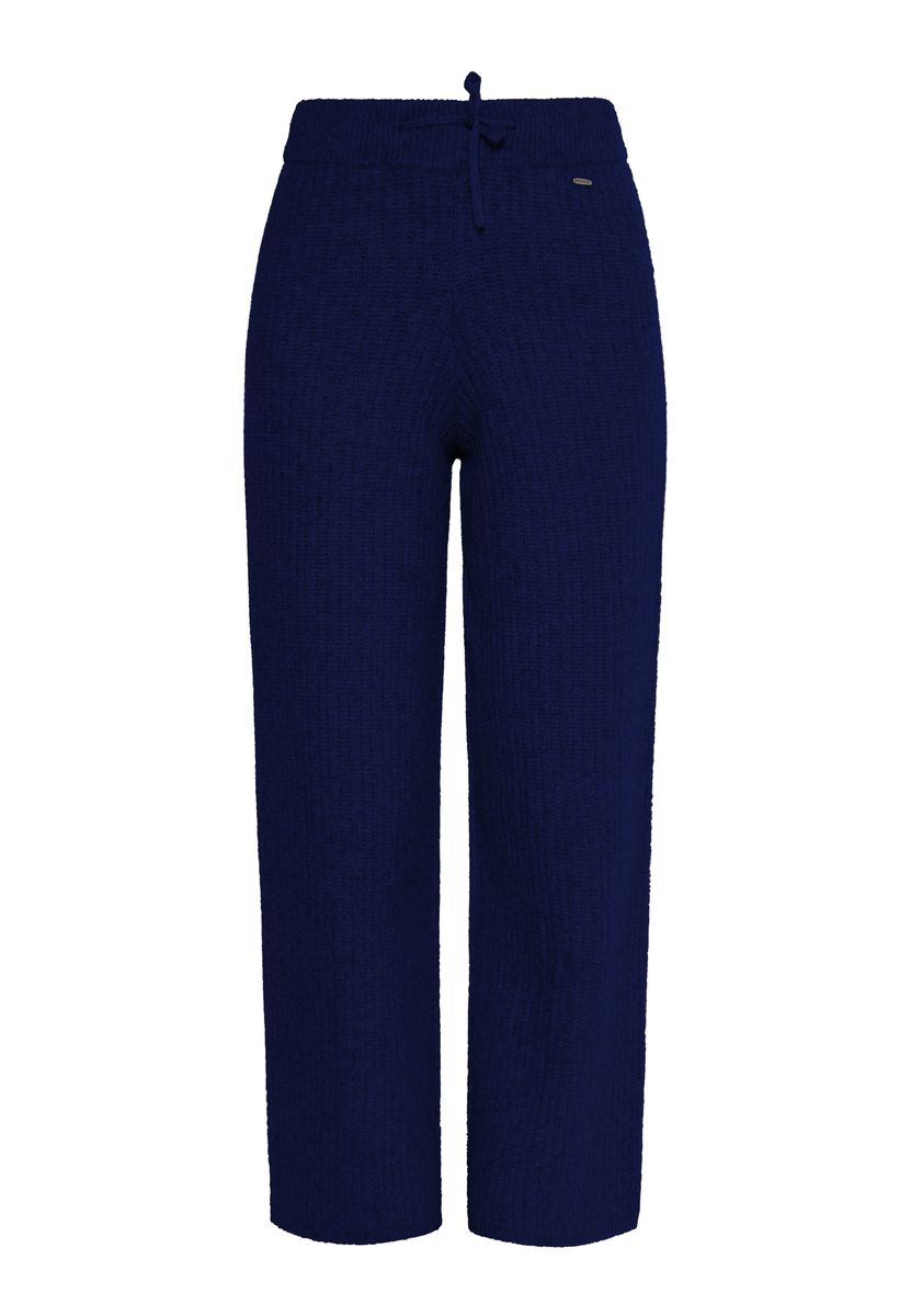 Hochtaillierte weit geschnittene Rippstrickhose