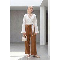 Strukturierte Baumwollhose mit geradem Bein