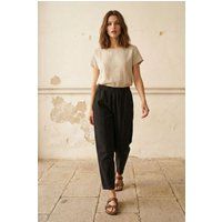 Tapered Leinenhose mit Ziernähten
