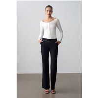 Gerade Crepe-Hose mit Gürtel