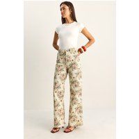 Hoch taillierte Hose mit Blumenmuster