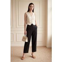 Hochtaillierte Hose mit geradem Bein