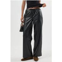 Weite Kunstlederhose mit Kordelzug