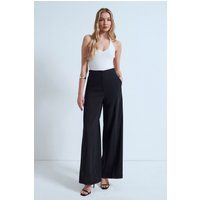 Hoch taillierte Weitbein-Crepe-Hose
