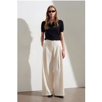 High-Waist Weitbein-Hose aus Krepp