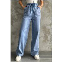 Weite Baumwollhose mit Kordelzug