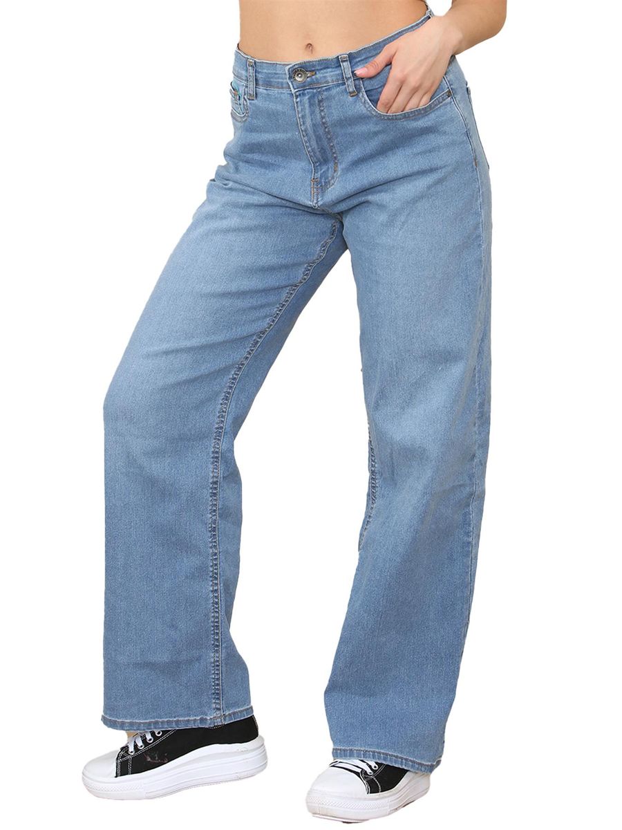 Weite Denim-Jeans mit hohem Bund