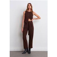 Hoch taillierte Crepe-Hose mit weitem Bein