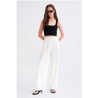 Hoch taillierte plissierte Palazzo-Hose