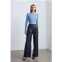 Hochtaillierte Wide-Leg-Hose aus Kunstleder
