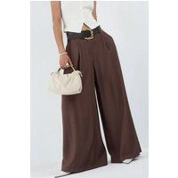 Hochtaillierte Weite Hose mit Falten