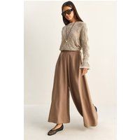 Hochtaillierte Weite Krepp-Hose