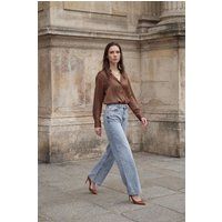 Hochtaillierte Wide-Leg Denim-Jeans