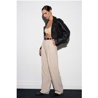 Hochtaillierte Crepe-Hose mit weitem Bein