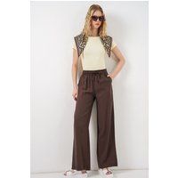 Hochtaillierte Hose mit weitem Bein
