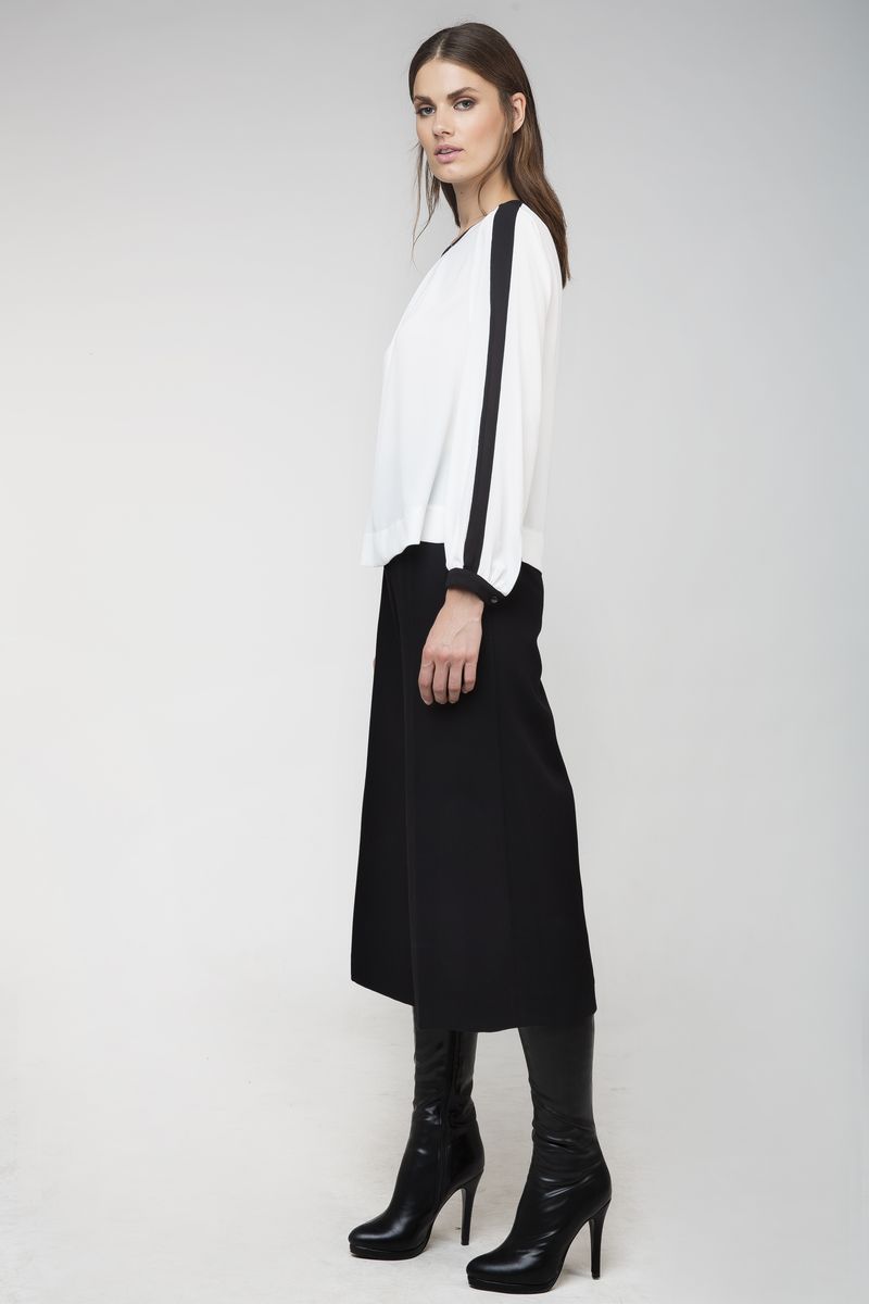 Hoch taillierte Culotte aus Krepp