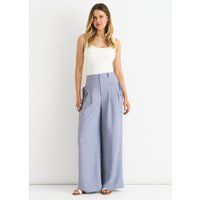 Weite High-Waist-Hose in Leinenoptik