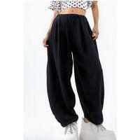 Strukturierte Relaxed-Hose mit weitem Bein