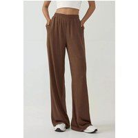 Strukturierte Strickhose mit weitem Bein