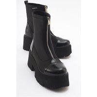 Chunky Plateau-Stiefeletten mit Frontreißverschluss