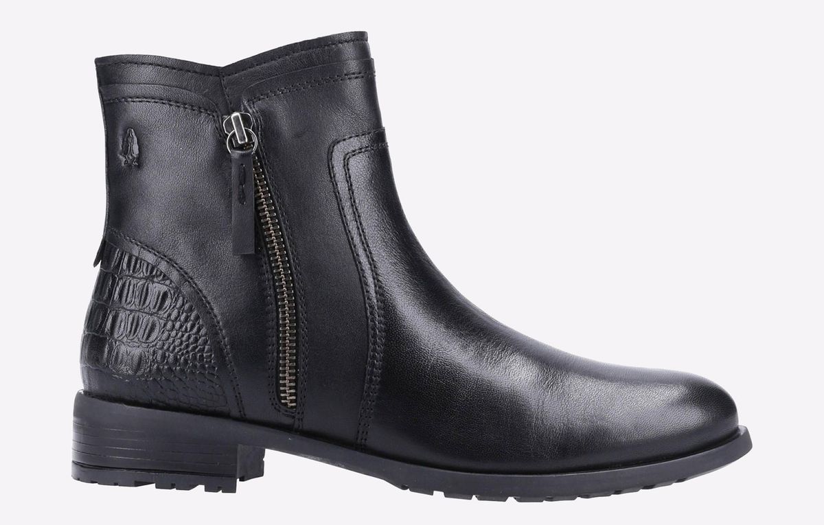 Leder-Stiefeletten mit Kroko-Detail