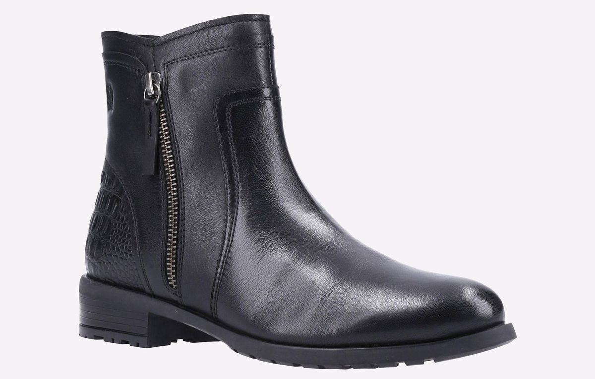 Leder-Stiefeletten mit Kroko-Detail