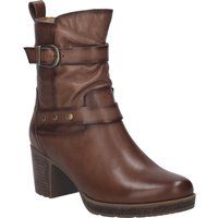 Geraffte Lederstiefeletten mit Schnallen