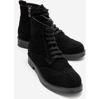 Schnürstiefel aus Veloursleder mit Brogue-Details
