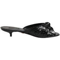 Geknotete Kitten-Heel Pantoletten aus Pythonleder