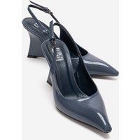 Slingback-Pumps mit skulpturalem Keilabsatz