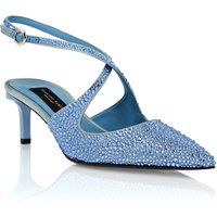 Satin-Pumps mit Kristallbesatz und Riemchen