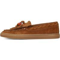 Wildleder-Loafer mit Fransen und Perlen