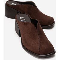 Minimalistische Wildleder-Mules mit Blockabsatz