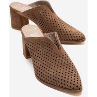 Laser-Cut Mules mit Blockabsatz