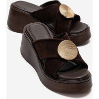 Wildleder-Plateausandalen mit Kreuzriemen
