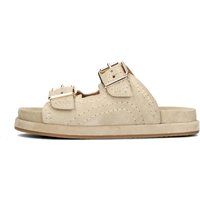 Wildleder-Plateausandalen mit zwei Schnallen