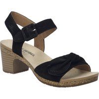 Leder-Sandalette mit Knotendetail und Blockabsatz