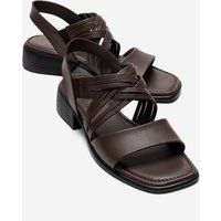 Leder-Sandalen mit Riemen und Blockabsatz