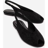 Minimalistische Peeptoe-Slingback-Ballerinas