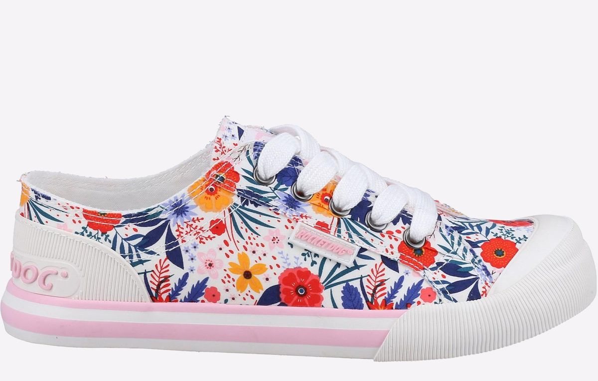 Niedrige Canvas-Sneaker mit Blumenprint