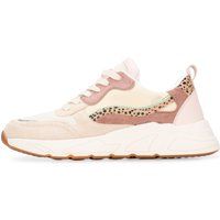 Mixed-Material Sneaker mit Animal-Print