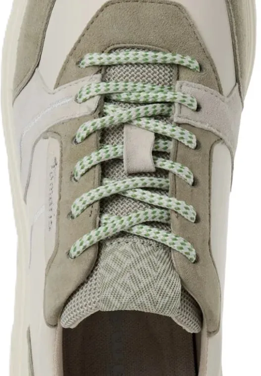 Mehrfarbige Plateau-Sneaker im Materialmix