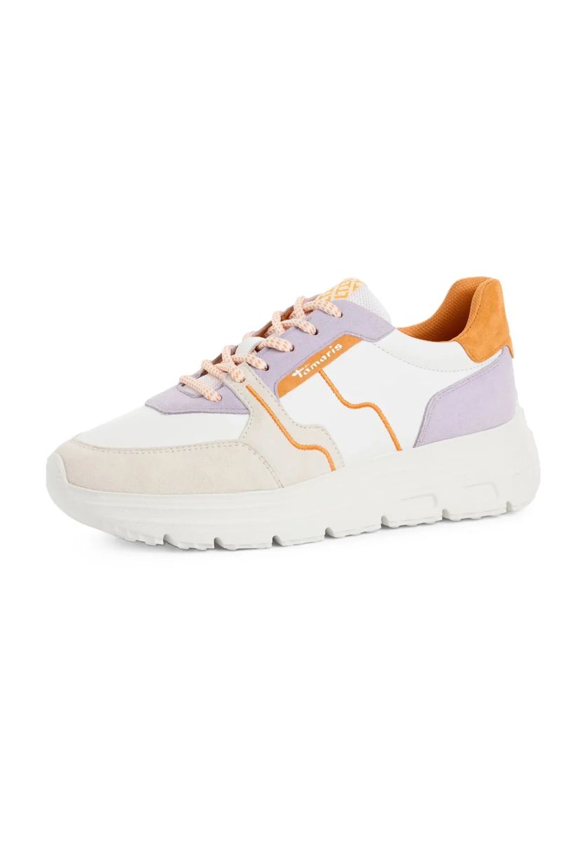 Bunter Plateau-Sneaker mit Materialmix